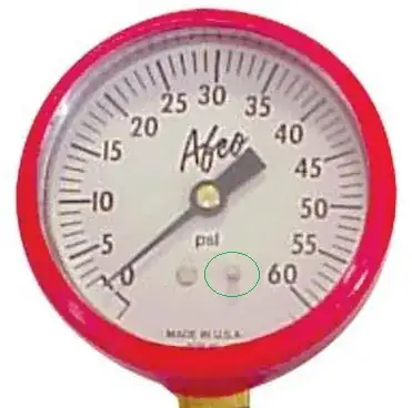 pressure gauge with peg circled in green