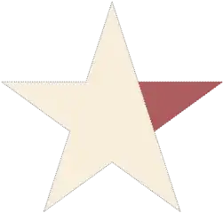A five-pointed star, with one of the 'arms' highlighted red.