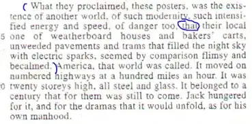 The sentence with brackets in blue, and "that" circled in blue