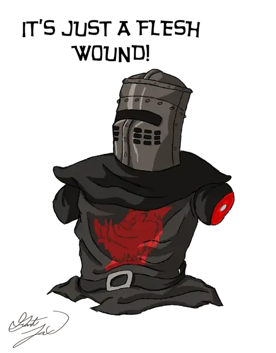 Deviant Art portrayal of the famously dismembered Black Night from Monty Python and the Holy Grail