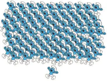 Lots of smurfs standing around