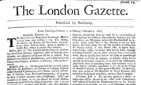 The London Gazette 1665