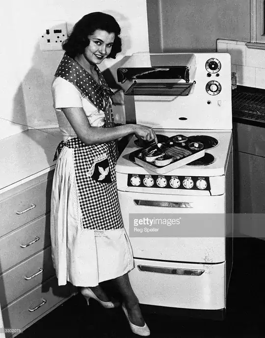 Woman cooking on English home grill