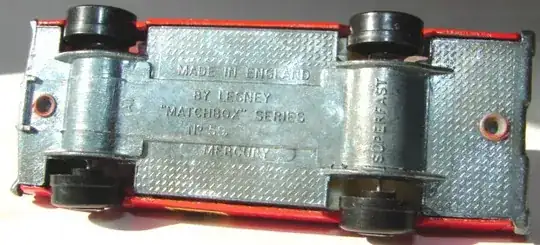 baseplate of Matchbox car