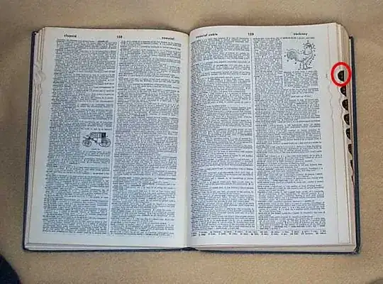 Dictionary with notched edge