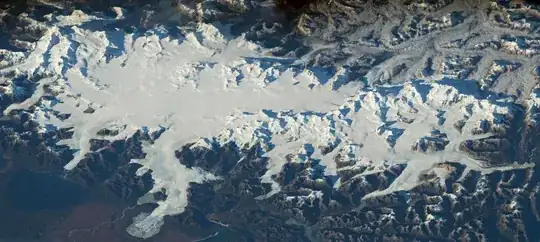 Satellite image of large ice field