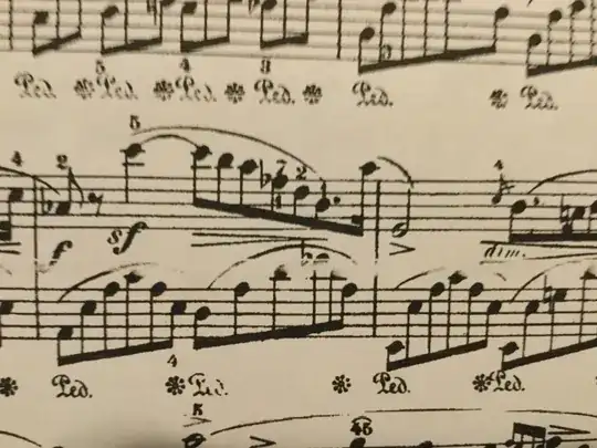 Piano score, with a "7" over a note in a beam group.