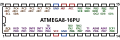 Pinout of an ATmega8 microcontroller, similar to that used by the Mignon. (Note that this is a slightly different model then the one used by the Mignon)
