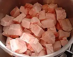 Fatty tissue cut into pieces