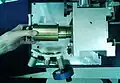 15. The barrel and cylinder assembly removed from the sliding block and resting on the rear chassis of the machine.