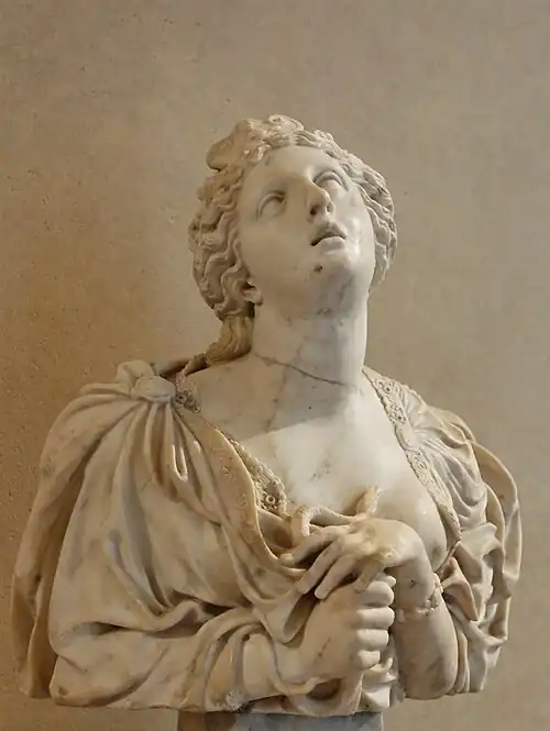 Cleopatra VII committing suicide. Marble, before 1697.
