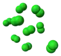 gaseous chlorine consists of separate diatomic Cl2 molecules