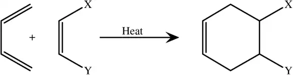A substituated dienophile reacts to form a product with the same substituents.