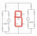 original complicated circuit, want to look at just the red part