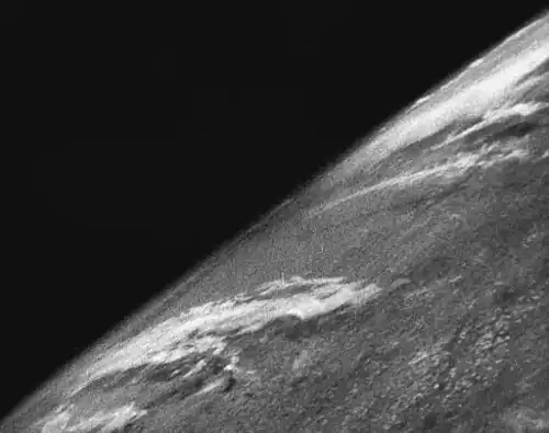 The first photos taken from space were taken on October 24, 1946 on the sub-orbital U.S.-launched V-2 rocket (flight #13) at White sands Missile Range. Photos were taken every second and a half. The highest altitude (65 miles, 105 km) was 5 times higher than any picture taken before.