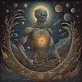 Art meant to depict a civilization adopting an old art style in a modern scifi context