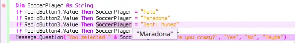 Pausing Gambas program execution to look at variables