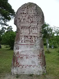 A carved Viking stone.