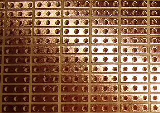 close up of unused "3-Hole Solder Pad" prototyping board, also called "TriPad"