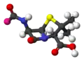 ball-and-stick model of the penicillin nucleus