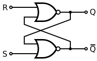An SR latch made from two NOR gates.