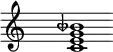 
\new Staff {
\hide Staff.TimeSignature \hide Staff.Stem \cadenzaOn
\accidentalStyle forget
\fixed c' {
<c e g btqf>1
}}
