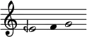 \fixed c' {
\cadenzaOn \omit Staff.TimeSignature
\omit Stem
eqf2 f4 g2
}