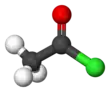 Ball-and-stick model of acetyl chloride
