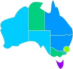 A map of Australian states, color-coded for abortion access.