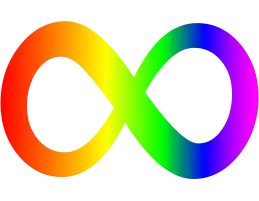 Autism infinity symbol from 2013, featuring a rainbow gradient from left to right