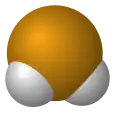 Space-filling model of the hydrogen selenide molecule