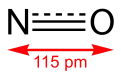 Skeletal formula of nitric oxide with bond length