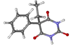 3D ball-and-stick model of phenobarbital