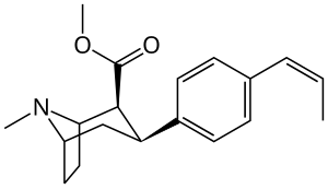 (4′-)para-cis-propenyl-phenyl-methylecgonine. A rare SDRI compound with negligible NET affinity (>2,800.0nM displacement value for NET ligand) that retains significant DAT & SERT (15.0nM & 7.1nM) affinity.