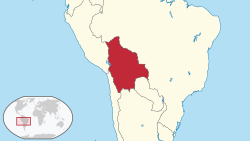 map of South America with Bolivia highlighted