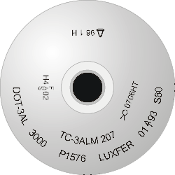 Stamp markings on an American manufacture aluminum 80&nbsp;cu.ft. 3000&nbsp;psi cylinder