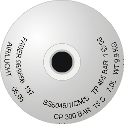 Stamp markings on an Italian manufacture steel 6&nbsp;l 300&nbsp;bar cylinder
