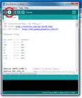 The code for the Arduino, or the 'sketch,' will open in a new window. On this window, click on the 'Uplodad' button near the top left.