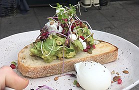 A smashed avo in a cafe in Melbourne