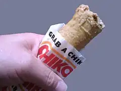 A chiko roll in its bag