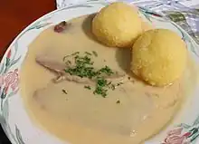 Beef with horseradishsauce with dumplings