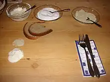 salt, pepper, horseradish and bread